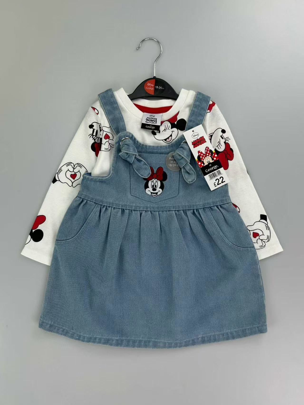 Minnie Bow-Strap Denim Pinafore Set showcase