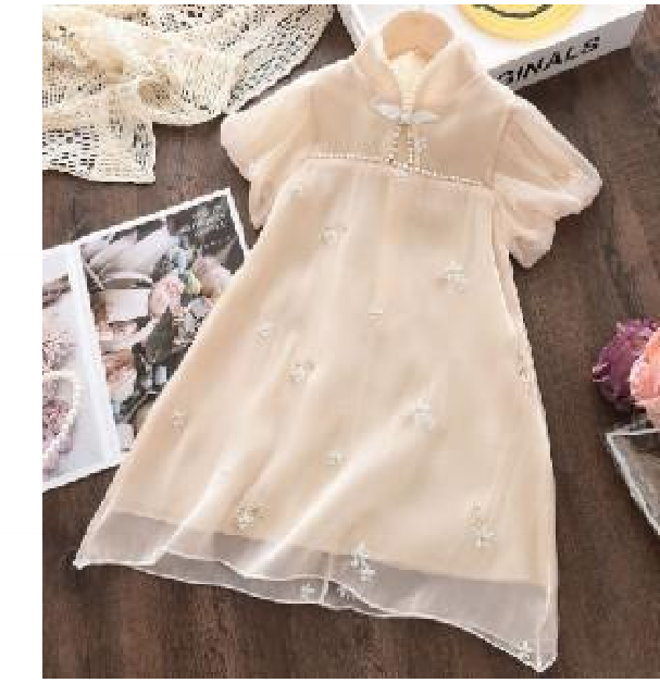 Cream Ruffle Sleeve Children Dress view 2