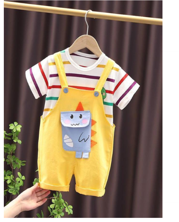 Yellow Dungaree Cat Pocket Children Set view 2