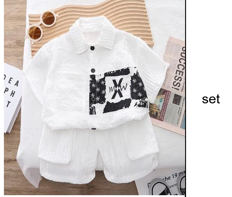 White Layered Shirt and Shorts Children Set JSK-CC-015 photo 2