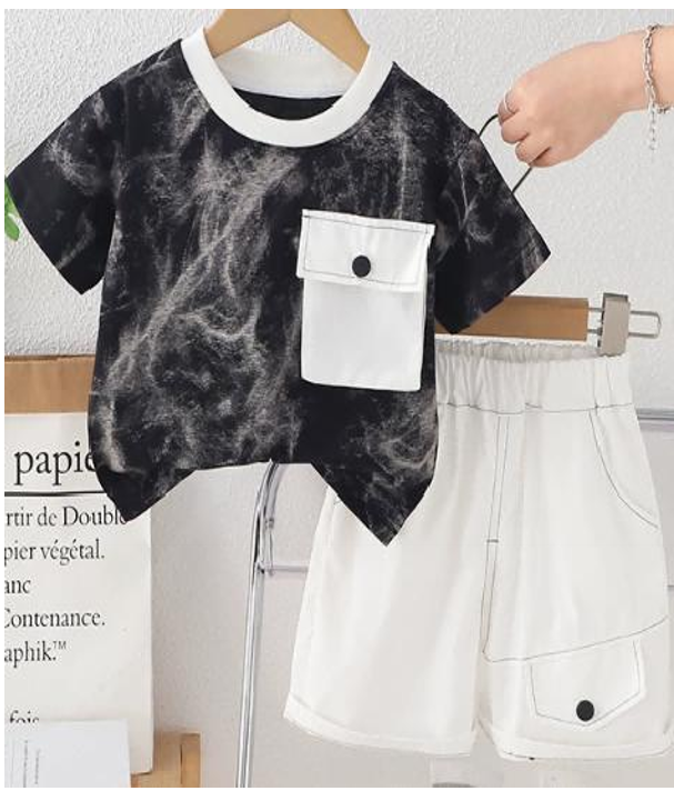 Black Top and White Shorts Pocket Set JSK-CC-021 photo 2