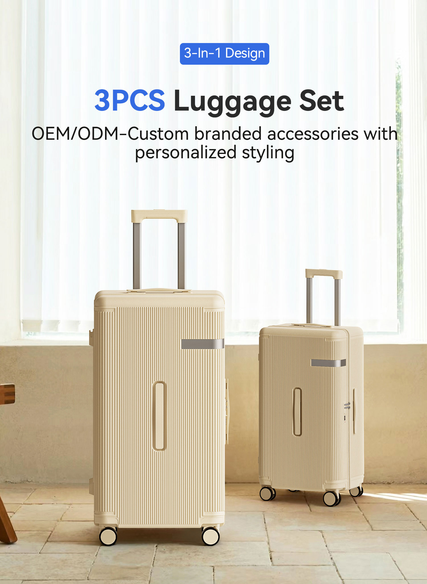 Ribbed Hard-Shell Spinner Luggage Set - Multiple Colours view 12
