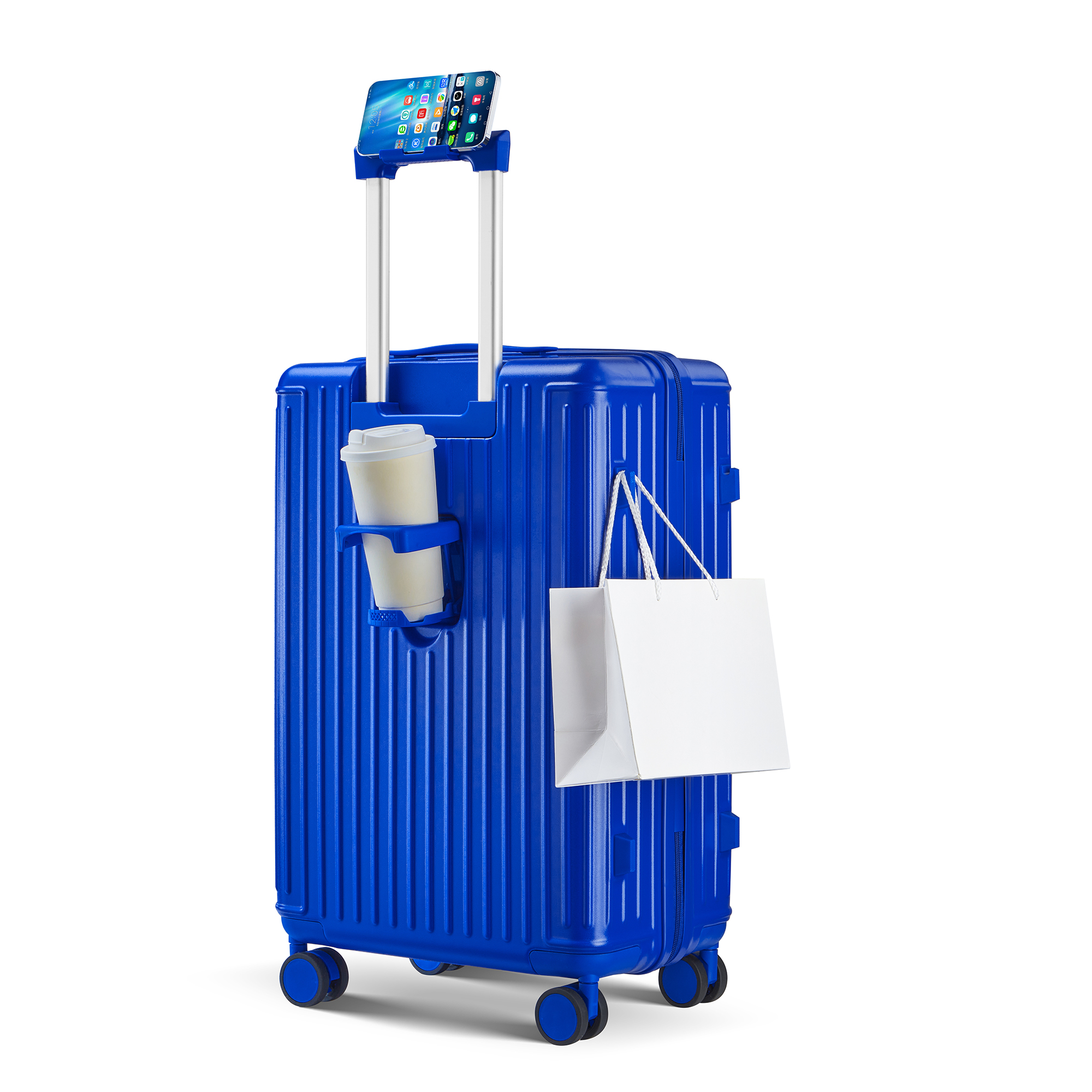 Phone-Stand Hard-Shell Spinner Suitcase - Multiple Colours view 8
