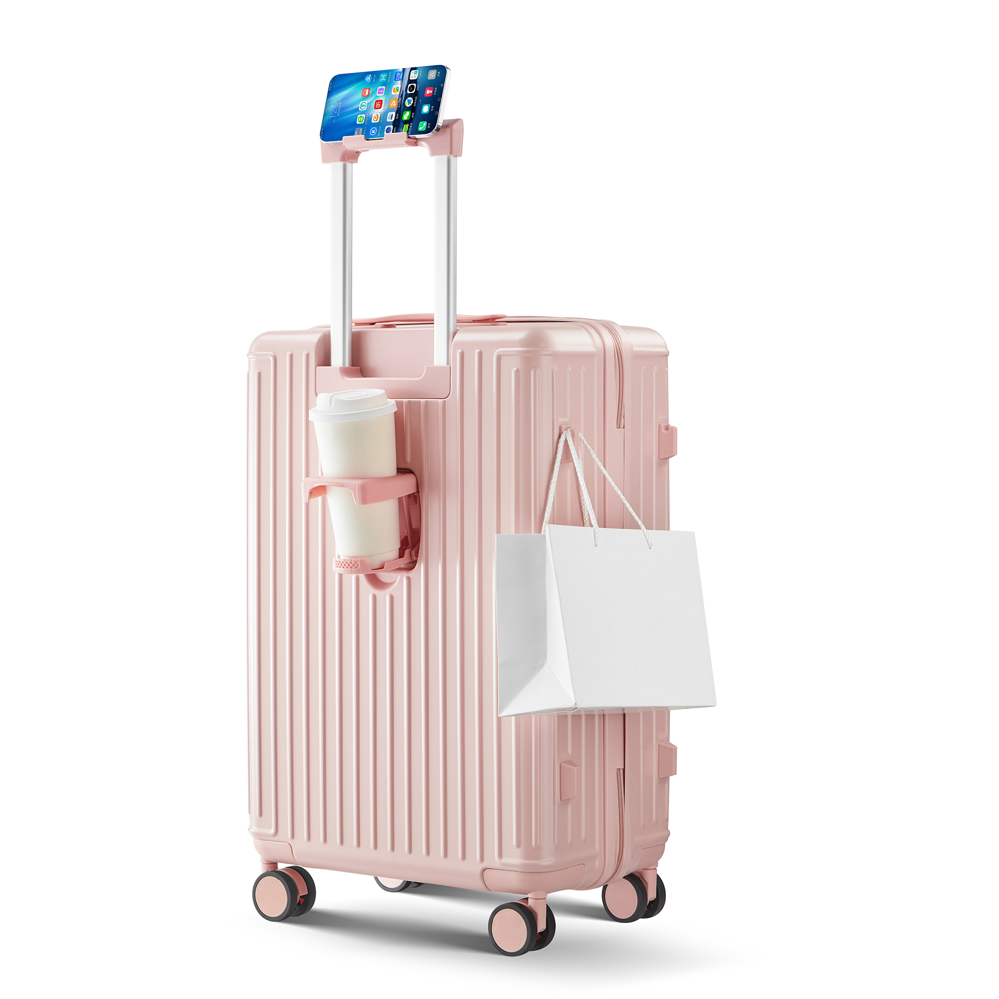 Phone-Stand Hard-Shell Spinner Suitcase - Multiple Colours view 42
