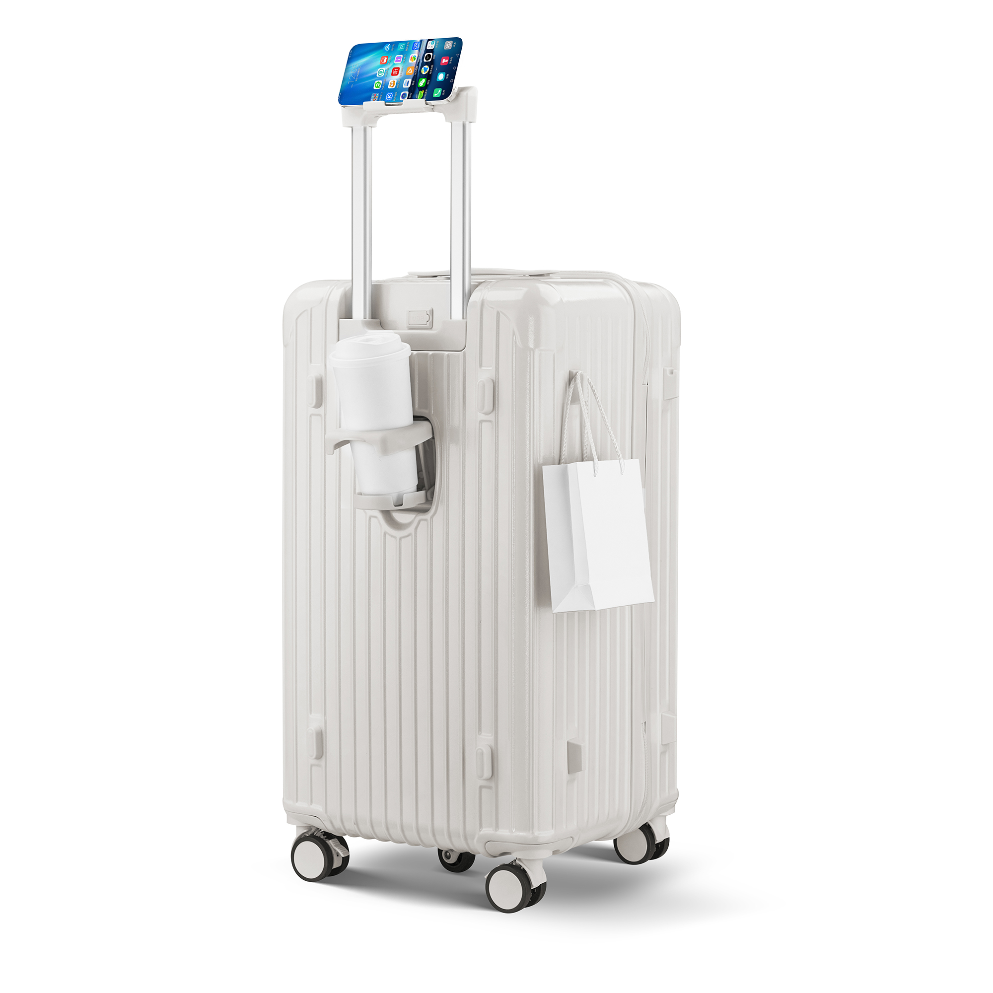 Organiser Hard-Shell Spinner Suitcase with Phone Stand view 20