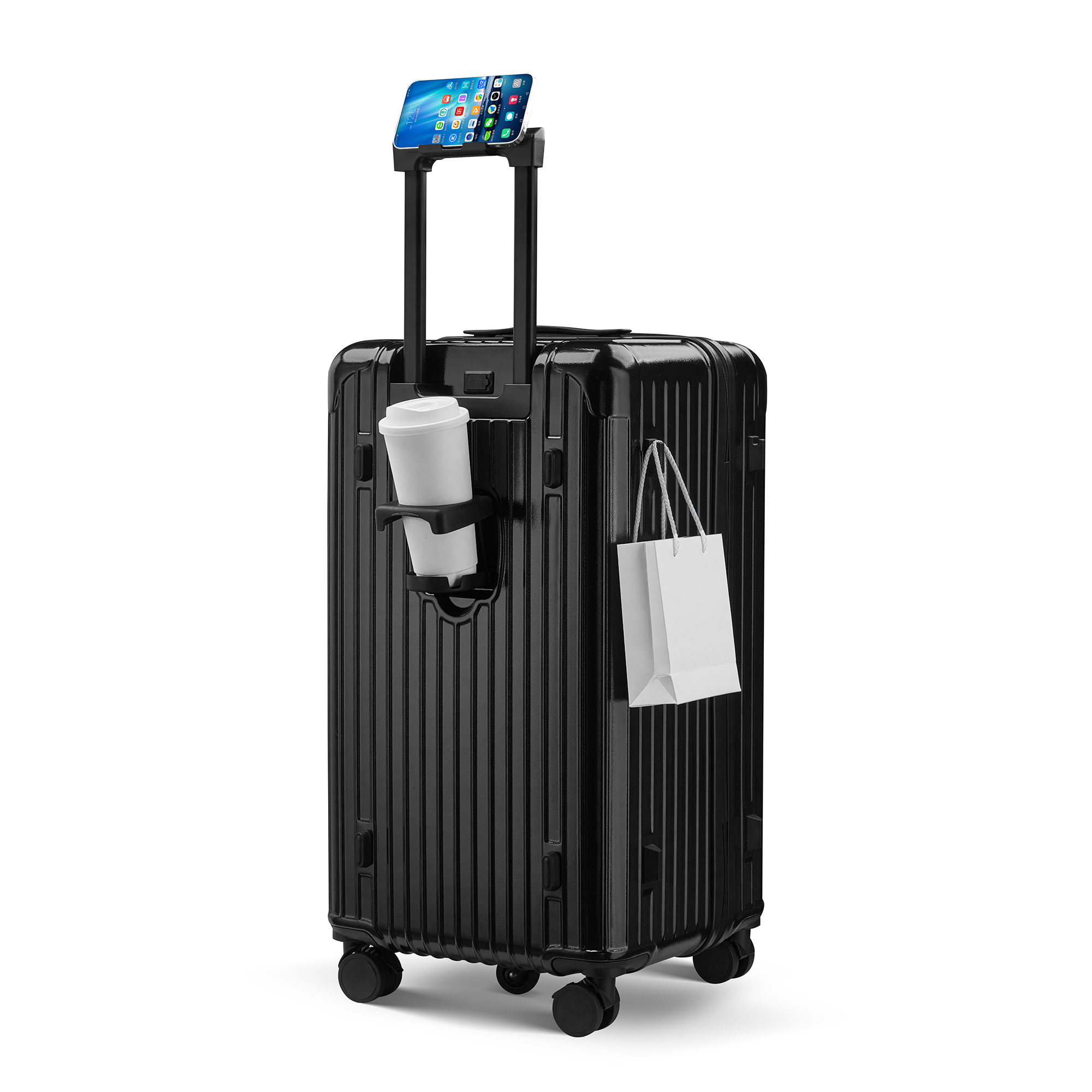 Organiser Hard-Shell Spinner Suitcase with Phone Stand view 22