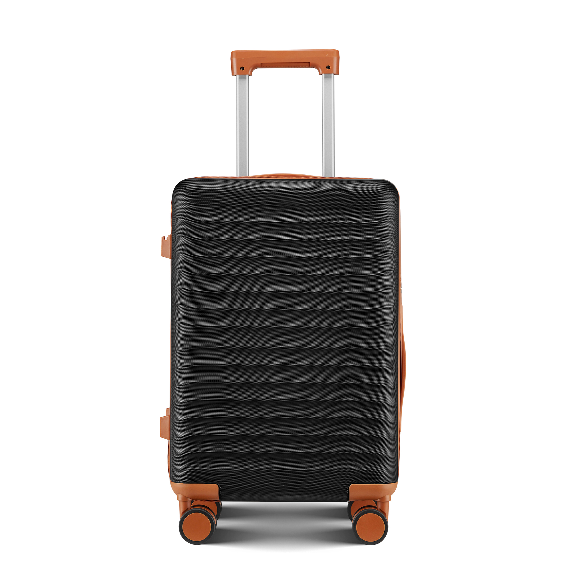Wave-Ribbed Hard-Shell Spinner Luggage Set with Phone Stand view 3