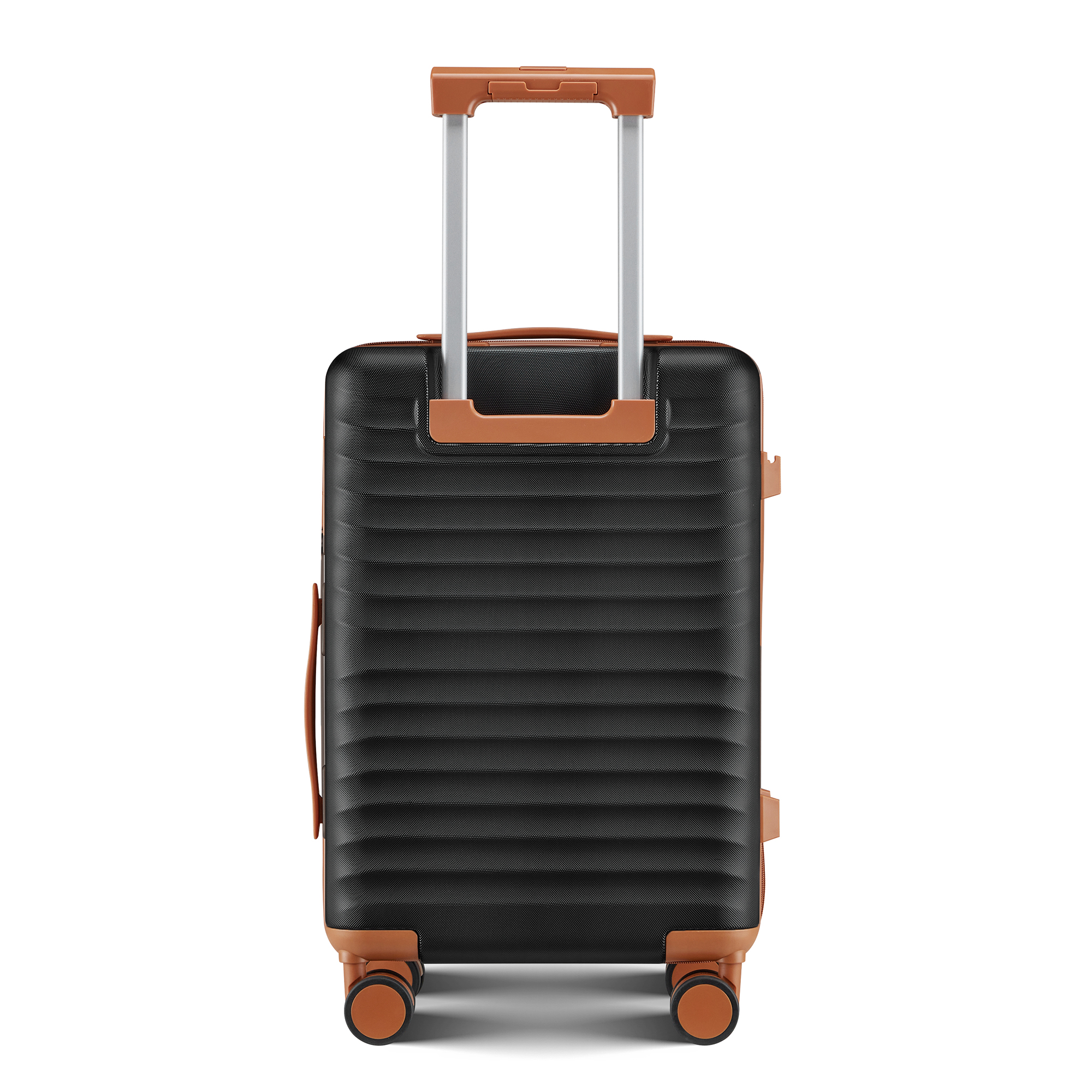 Wave-Ribbed Hard-Shell Spinner Luggage Set with Phone Stand view 5