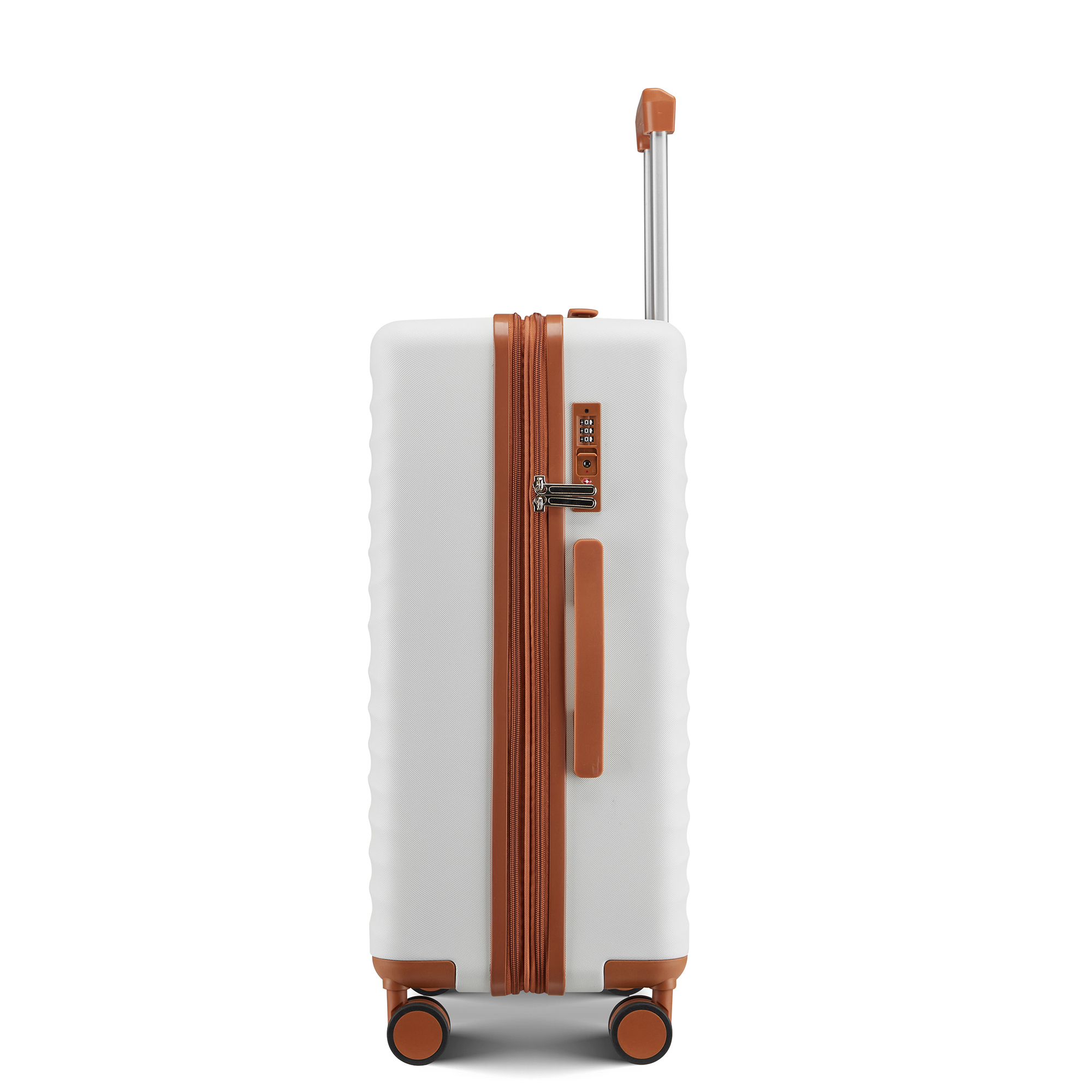 Wave-Ribbed Hard-Shell Spinner Luggage Set with Phone Stand view 9