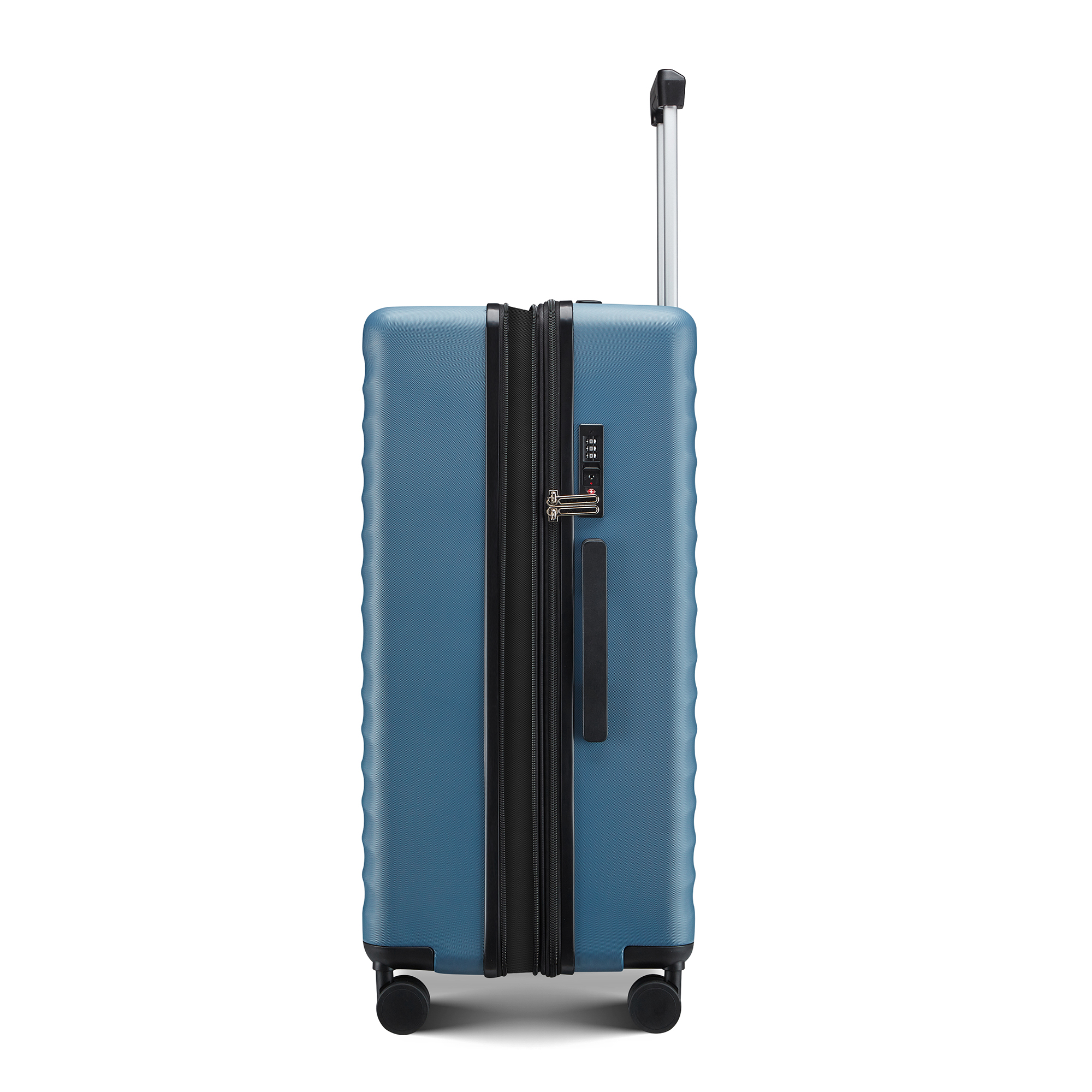 Wave-Ribbed Hard-Shell Spinner Luggage Set with Phone Stand view 14