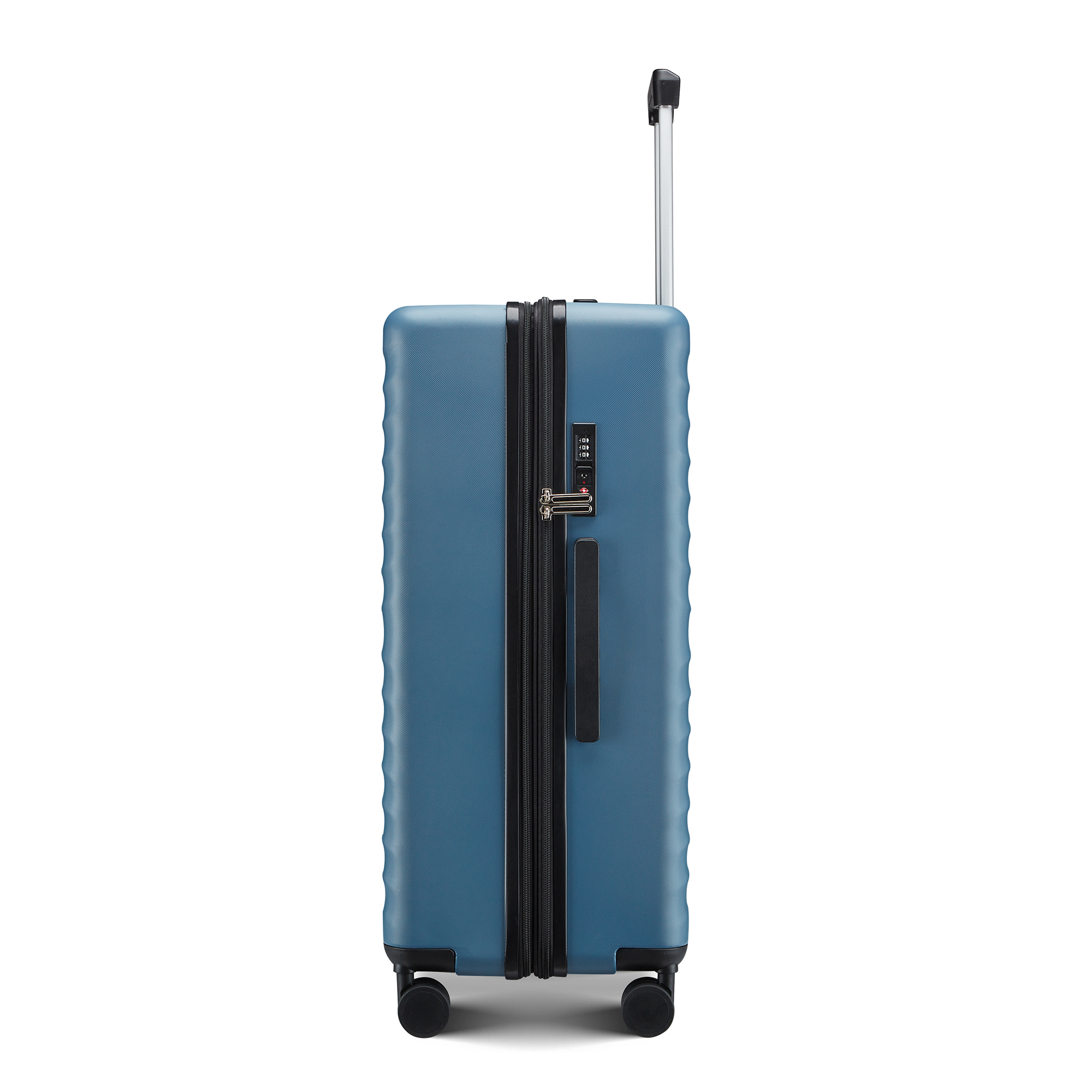 Wave-Ribbed Hard-Shell Spinner Luggage Set with Phone Stand view 15