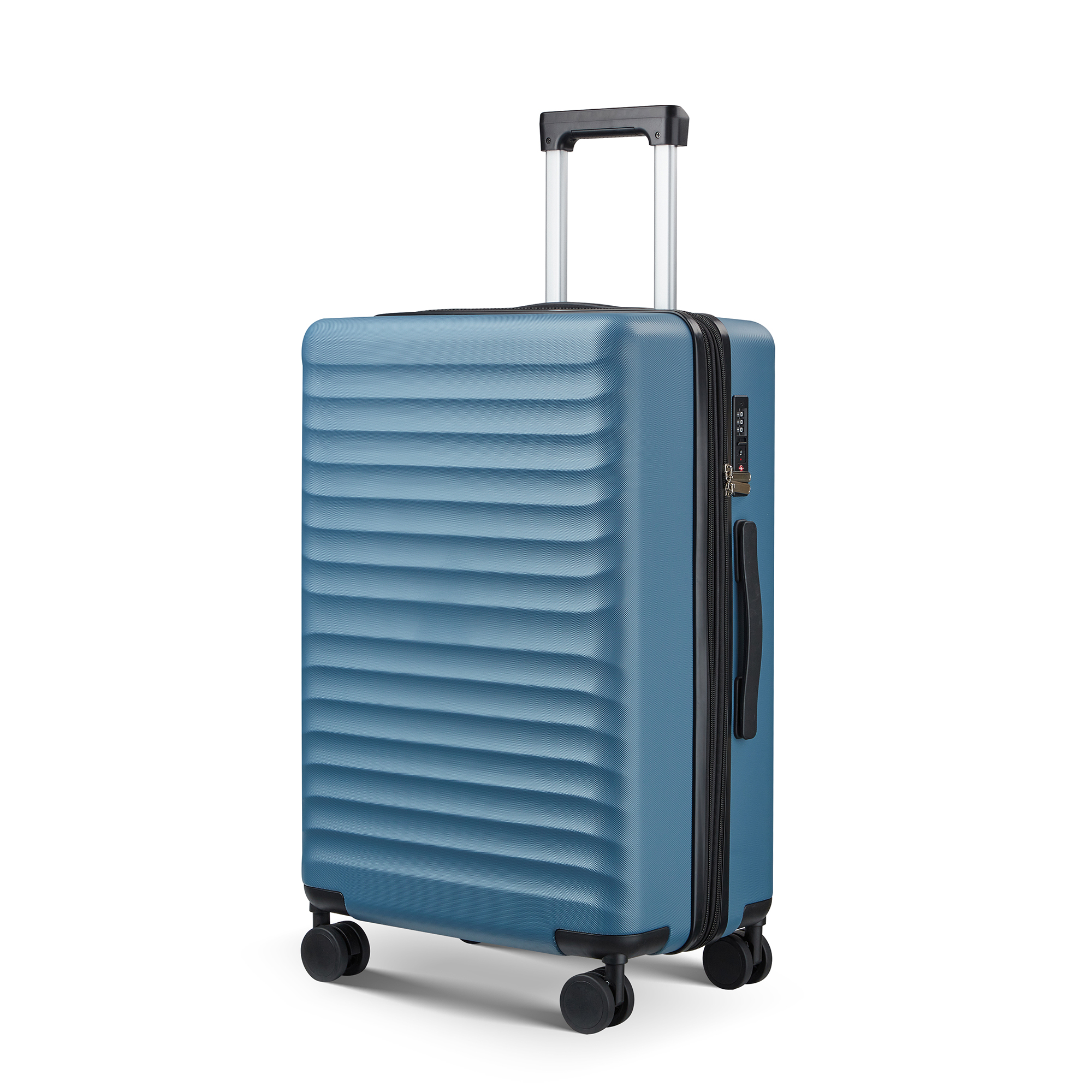 Wave-Ribbed Hard-Shell Spinner Luggage Set with Phone Stand view 18