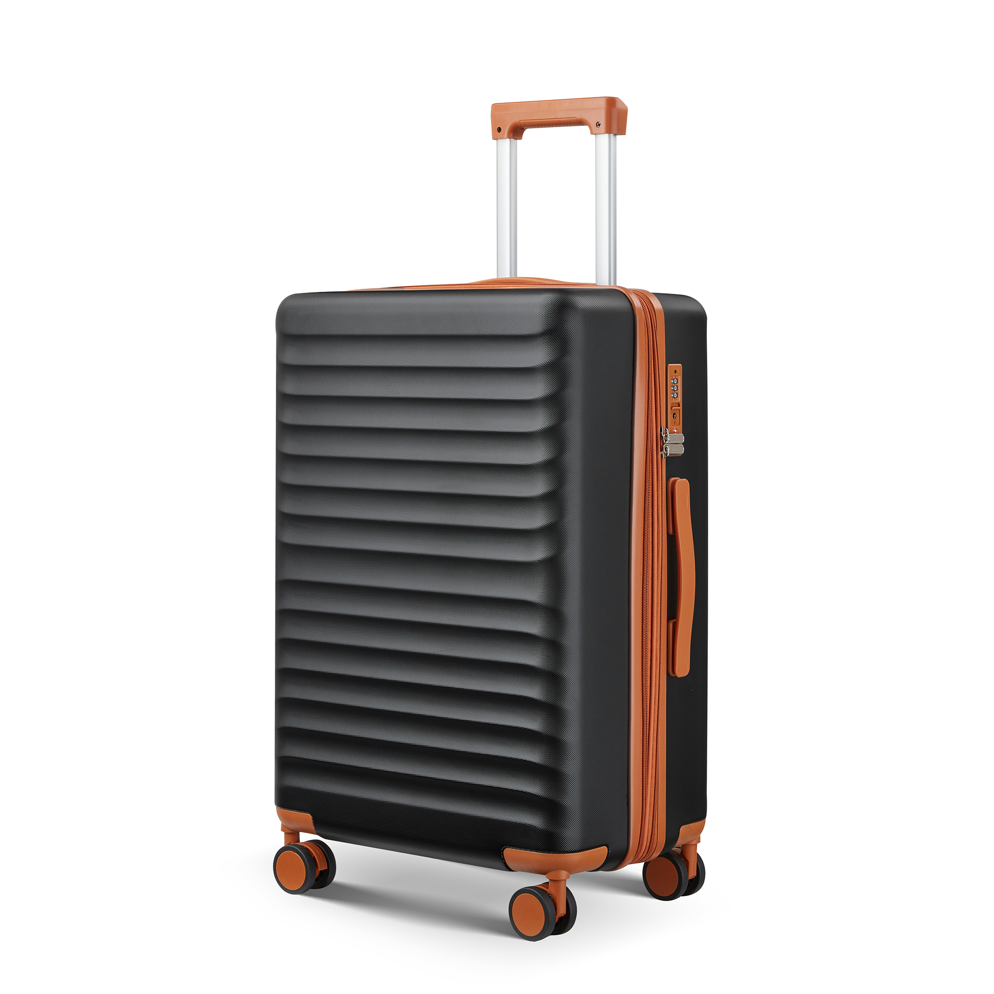 Wave-Ribbed Hard-Shell Spinner Luggage Set with Phone Stand view 20