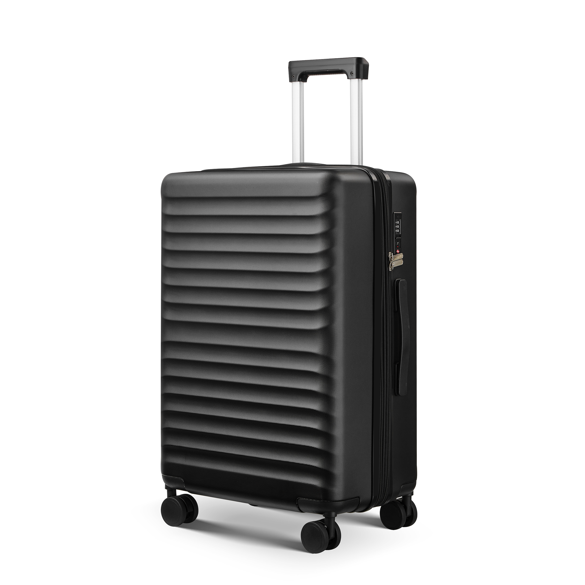 Wave-Ribbed Hard-Shell Spinner Luggage Set with Phone Stand view 22