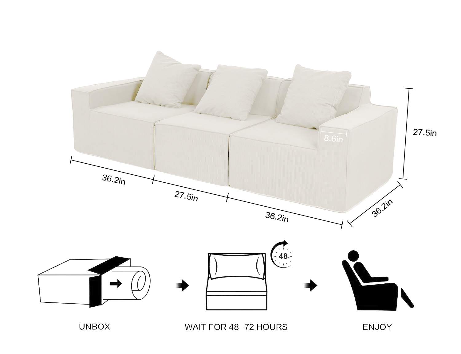 Large Modular Compressible Sofa view 5