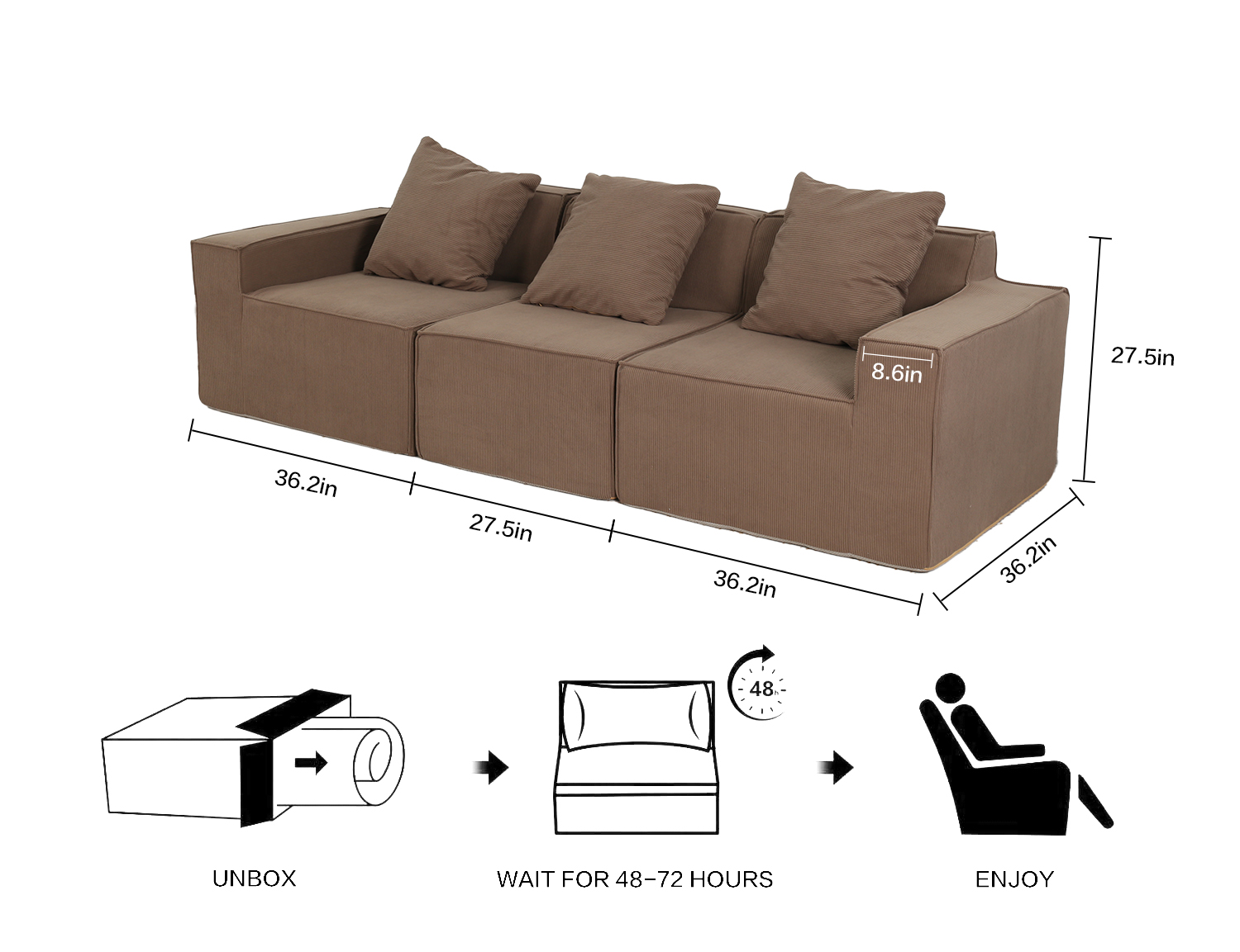 Large Modular Compressible Sofa view 33