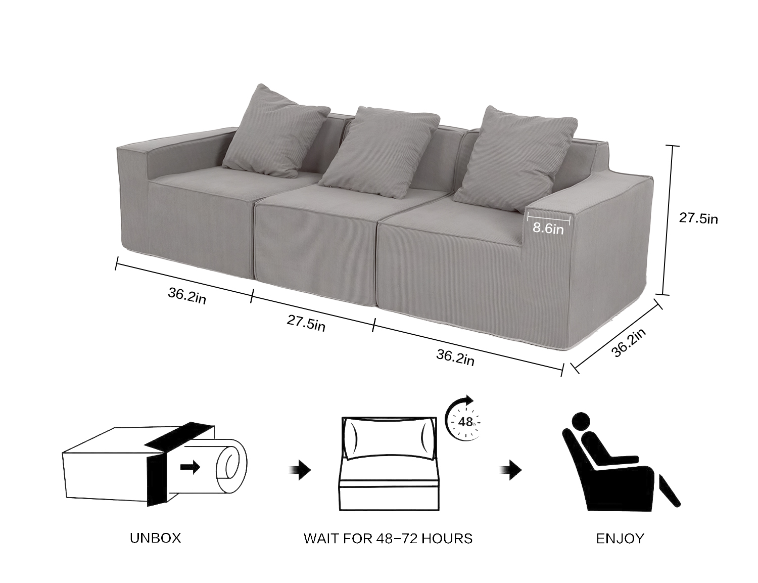 Large Modular Compressible Sofa view 47