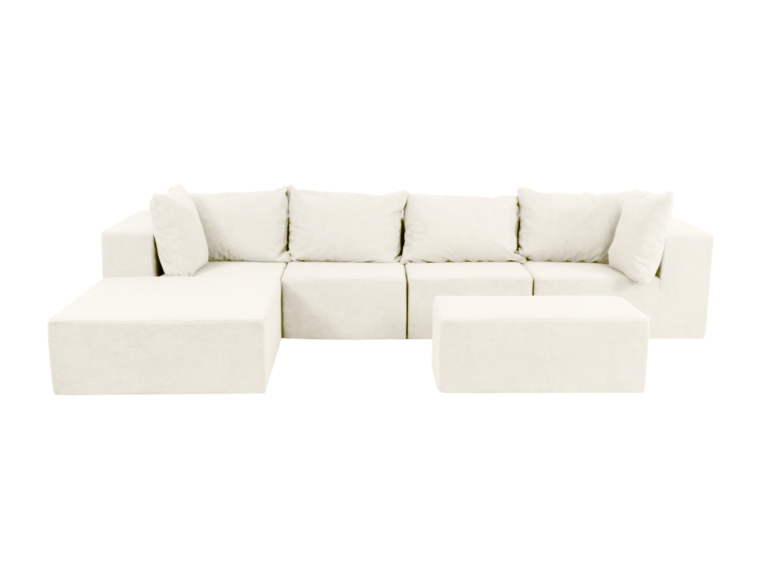 Large Breathable-Plush Sofa With Ottomans view 2