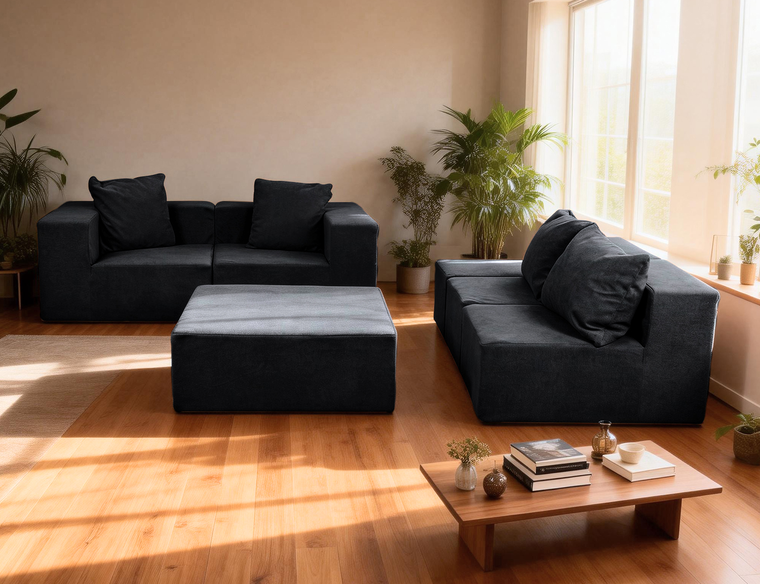 Large Breathable-Plush Sofa With Ottomans view 22