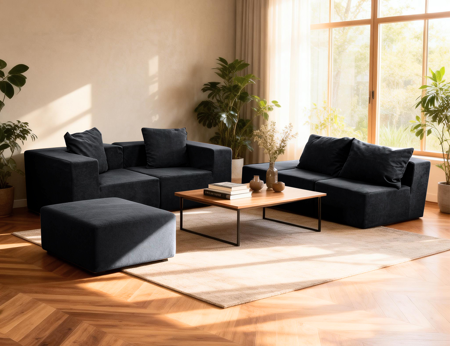 Large Breathable-Plush Sofa With Ottomans view 24