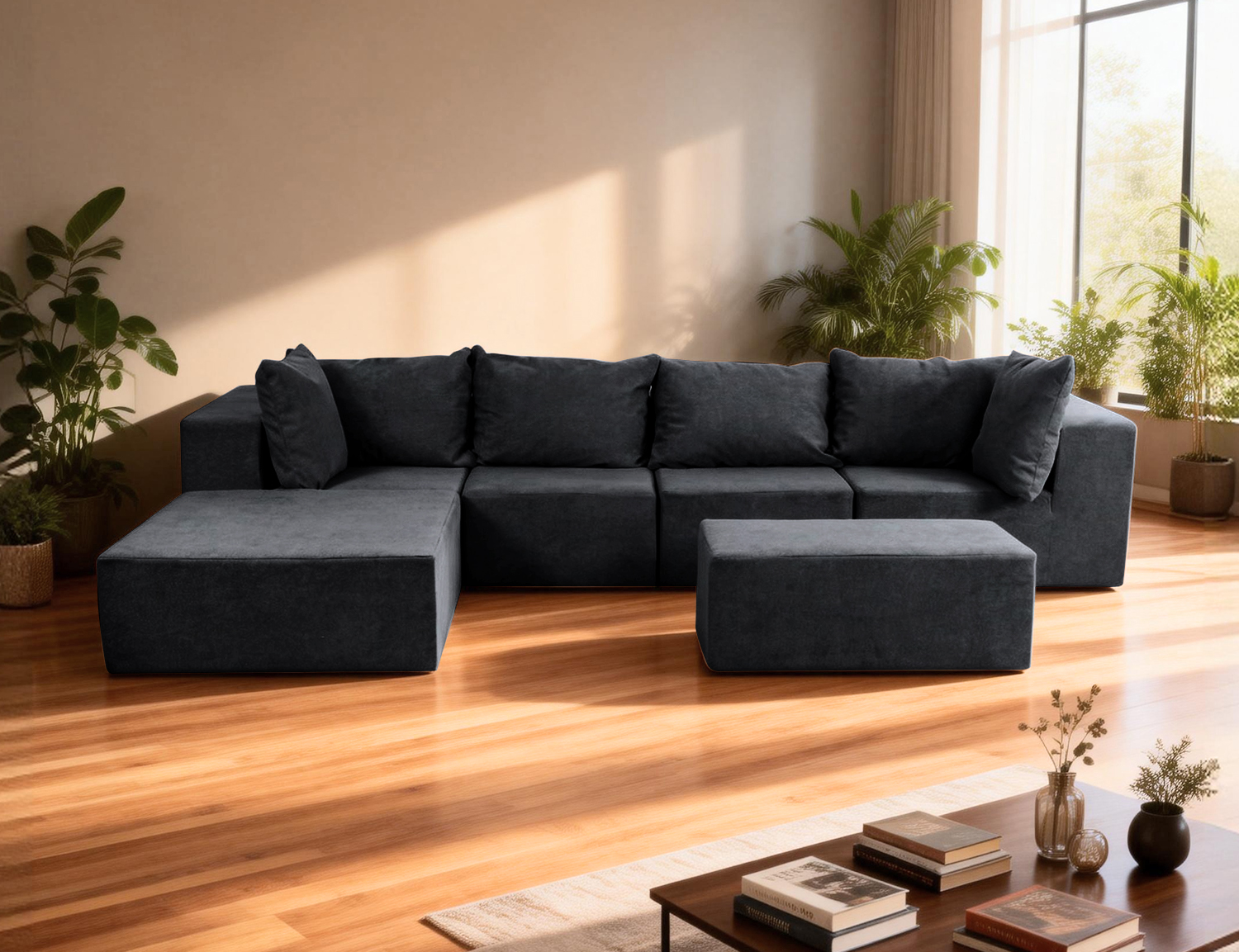 Large Breathable-Plush Sofa With Ottomans view 25