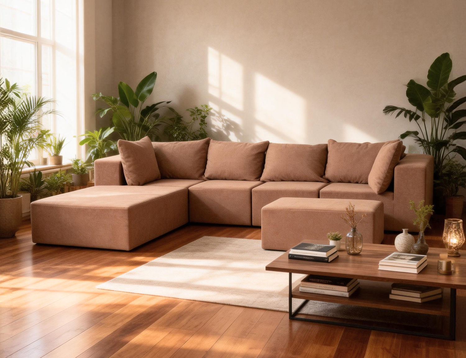 Large Breathable-Plush Sofa With Ottomans view 33