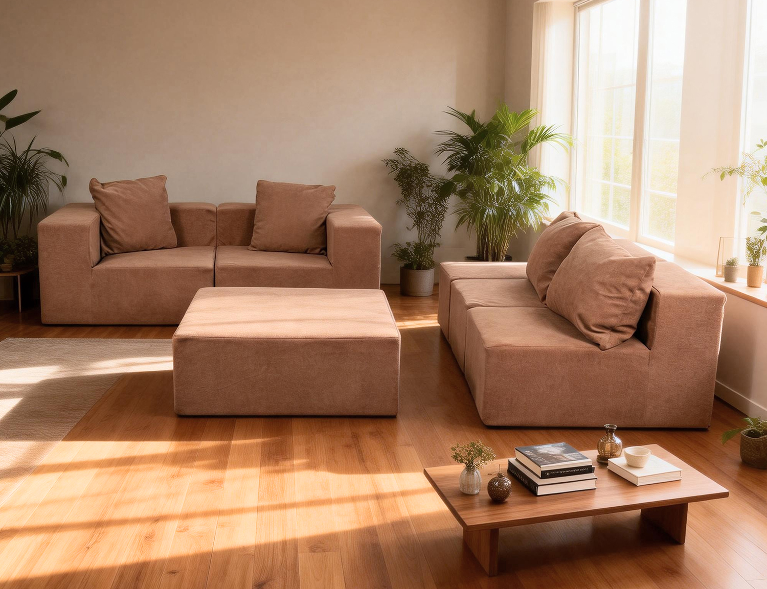 Large Breathable-Plush Sofa With Ottomans view 34