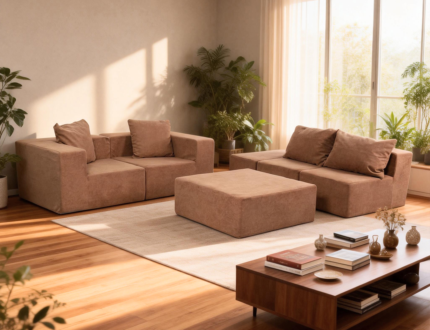Large Breathable-Plush Sofa With Ottomans view 35