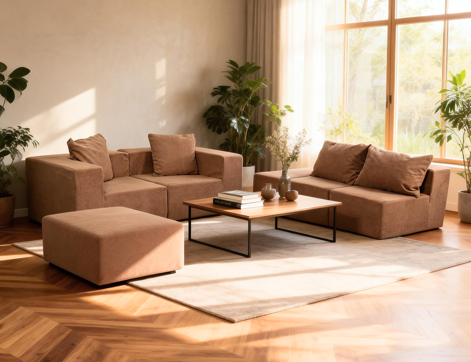 Large Breathable-Plush Sofa With Ottomans view 36