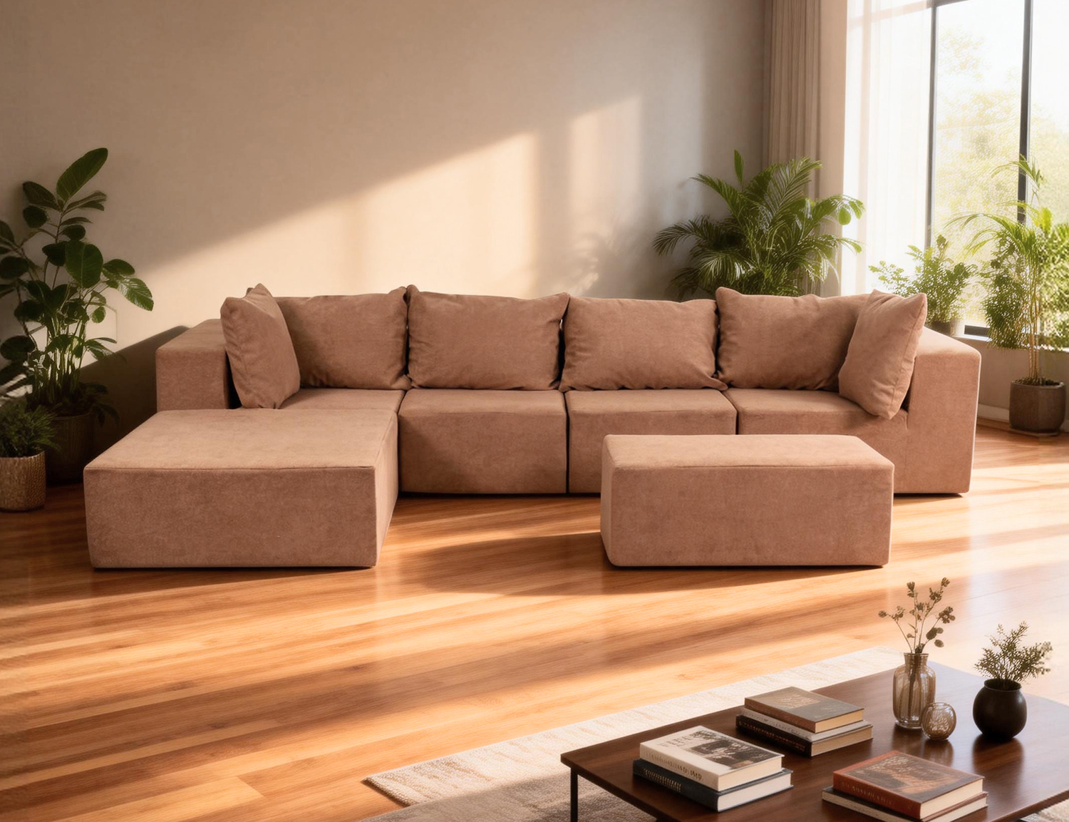 Large Breathable-Plush Sofa With Ottomans view 37