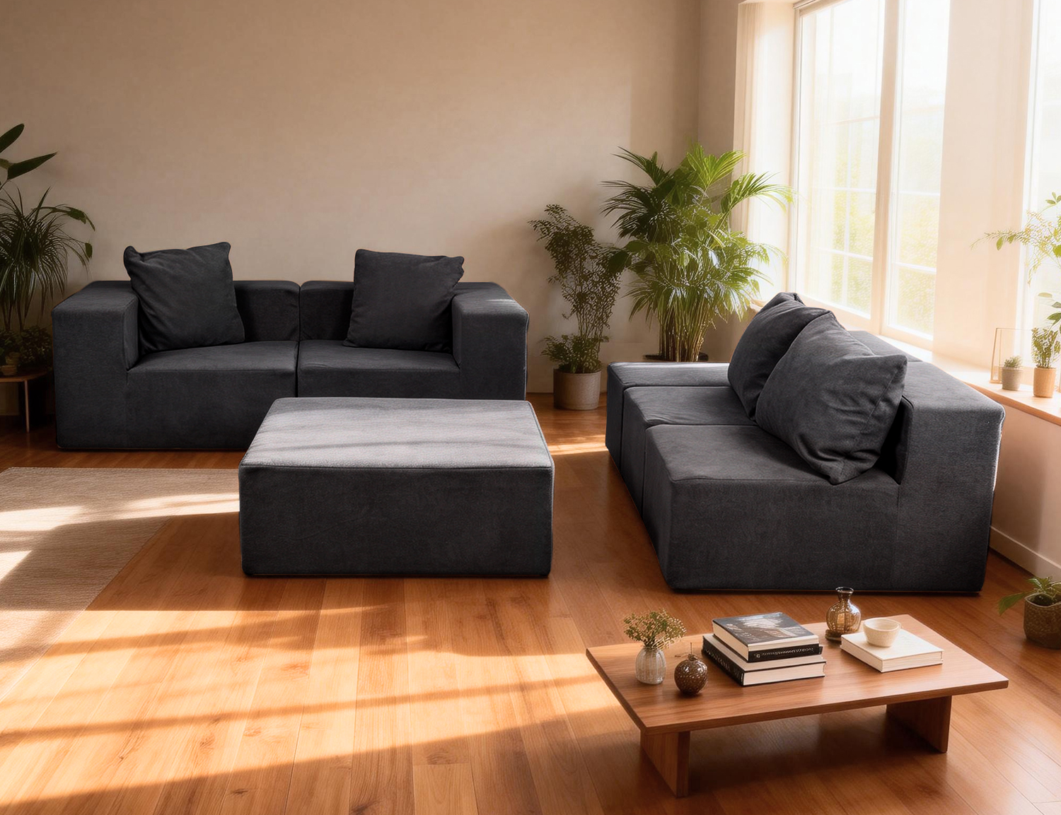 Large Breathable-Plush Sofa With Ottomans view 46
