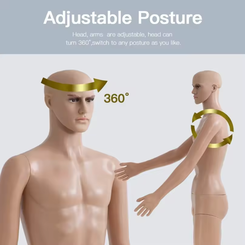 Adjustable Full-Body Male Mannequin with Metal Base JSK-PD-9 photo 2