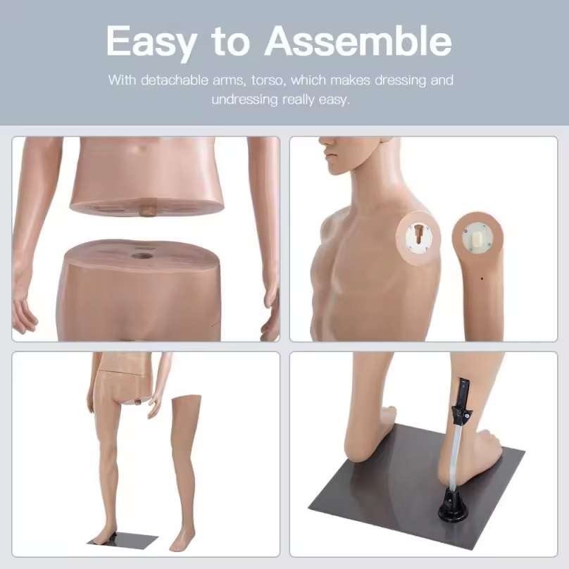 Adjustable Full-Body Male Mannequin with Metal Base view 3