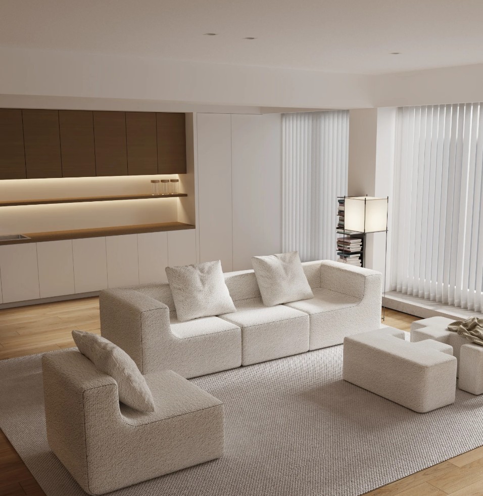 Family-size breathable-plush compressible sofa product image