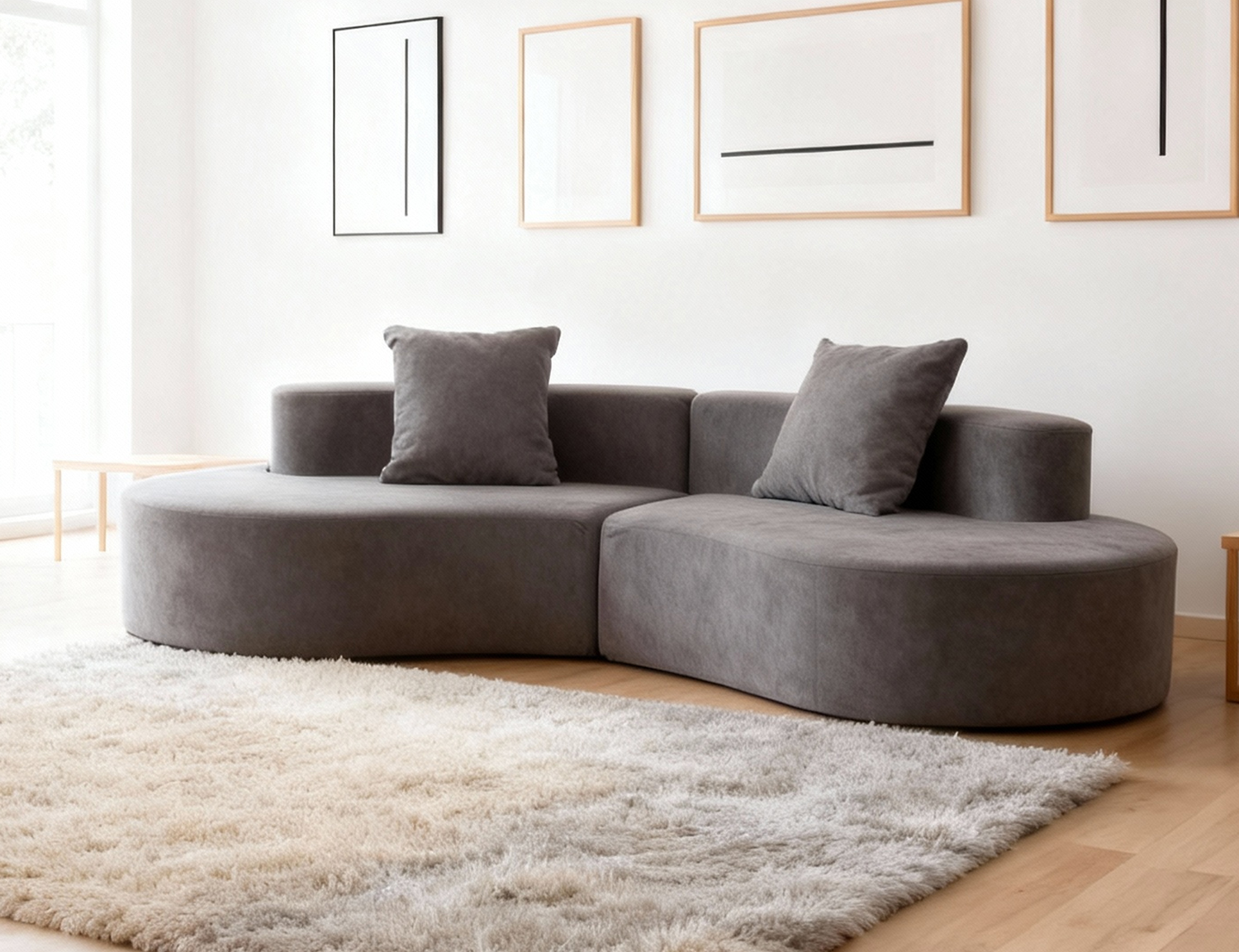Curved breathable-plush compressible sofa product image