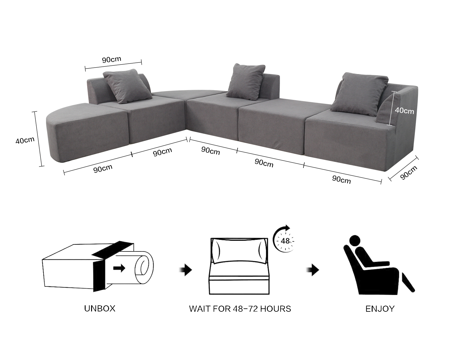 Large folding compressible sofa set product image