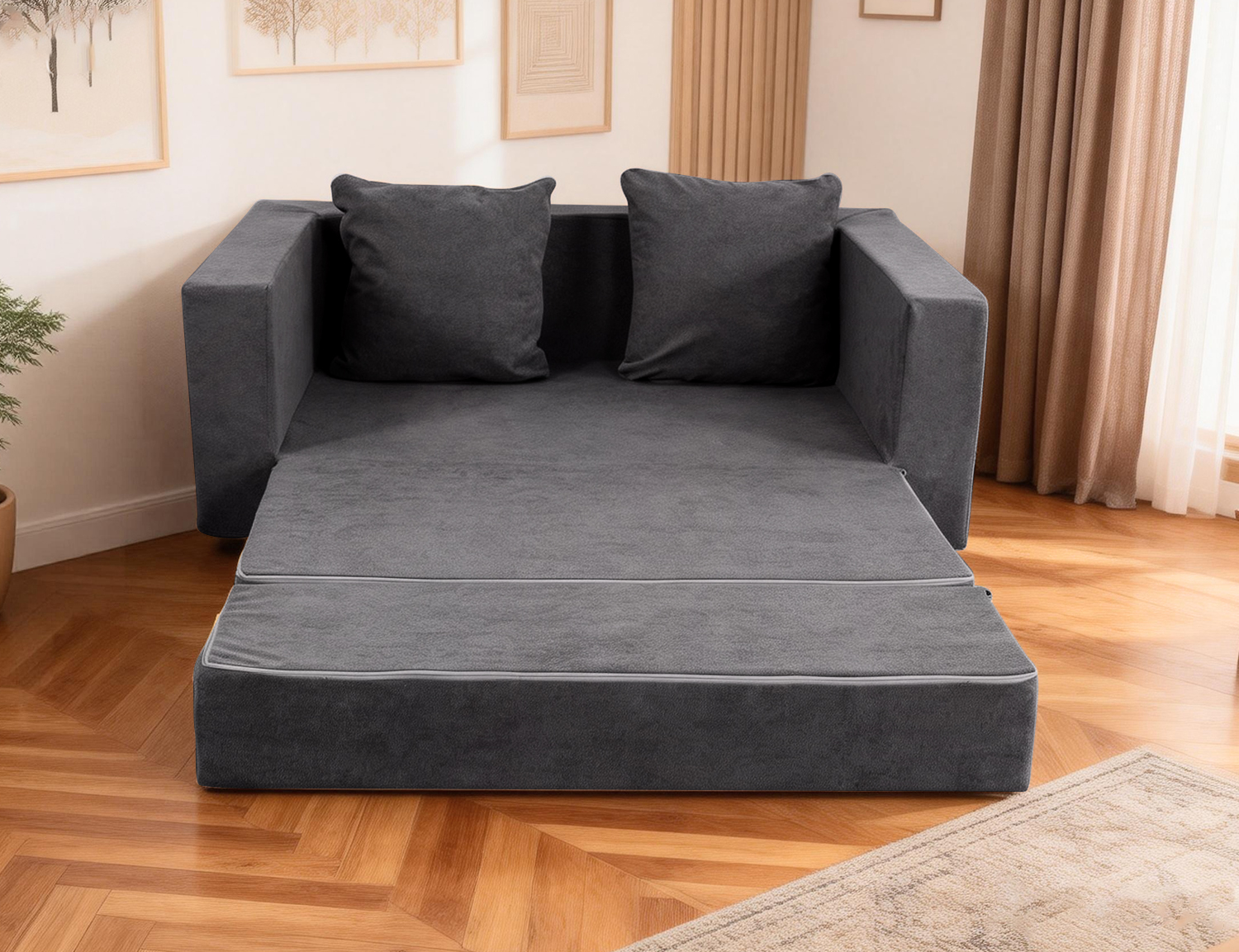 Folding compressible plush sofa product image