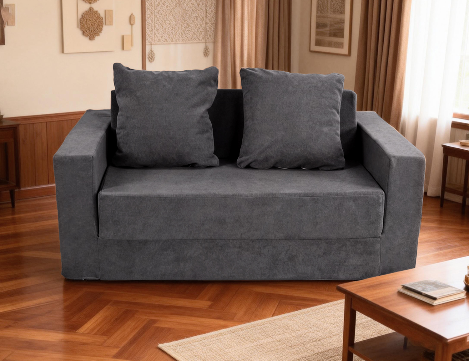 Folding compressible plush sofa product image
