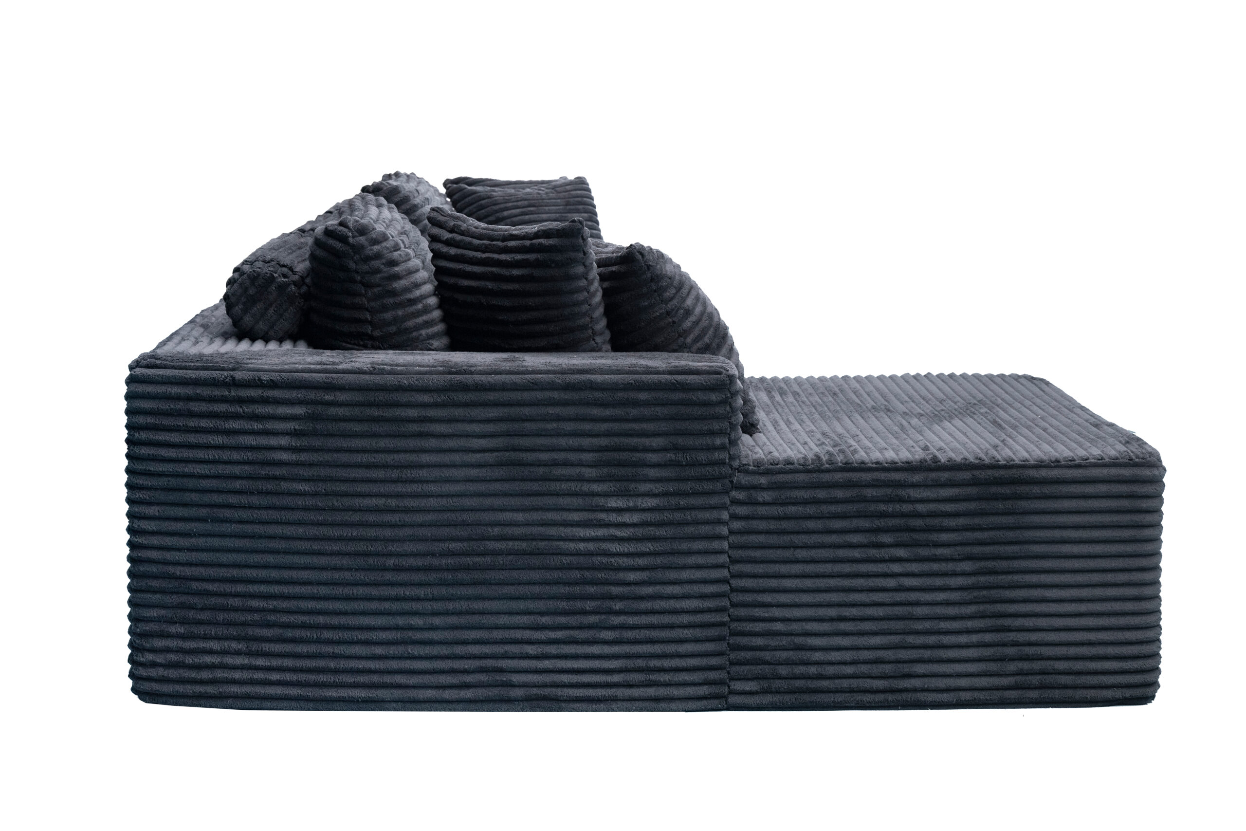 L-shape faux-rabbit-fur compressible sofa product image