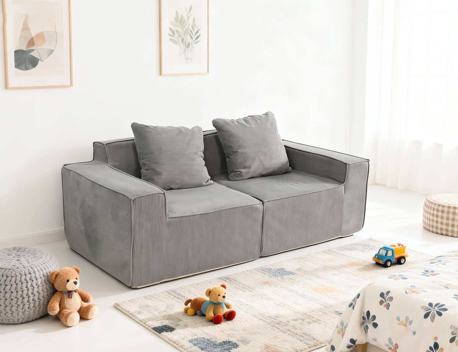 Cord-fabric compressible sofa product image