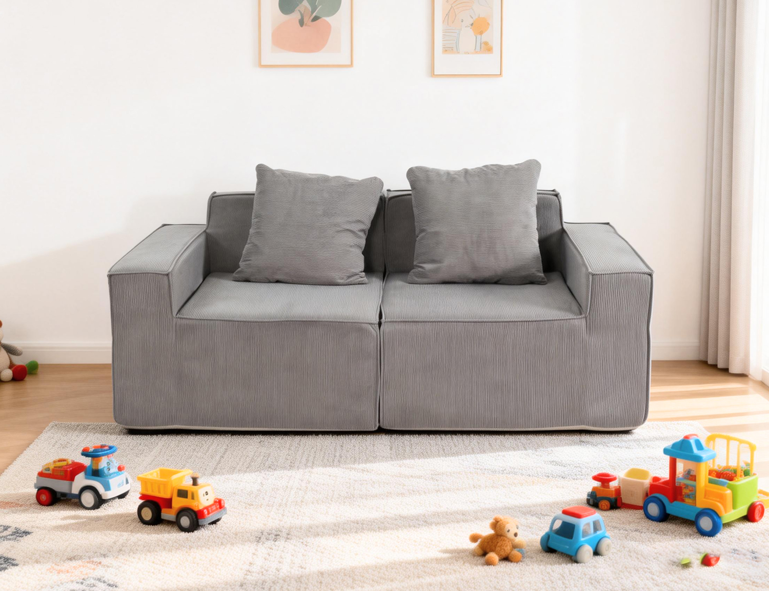 Cord-fabric compressible sofa product image