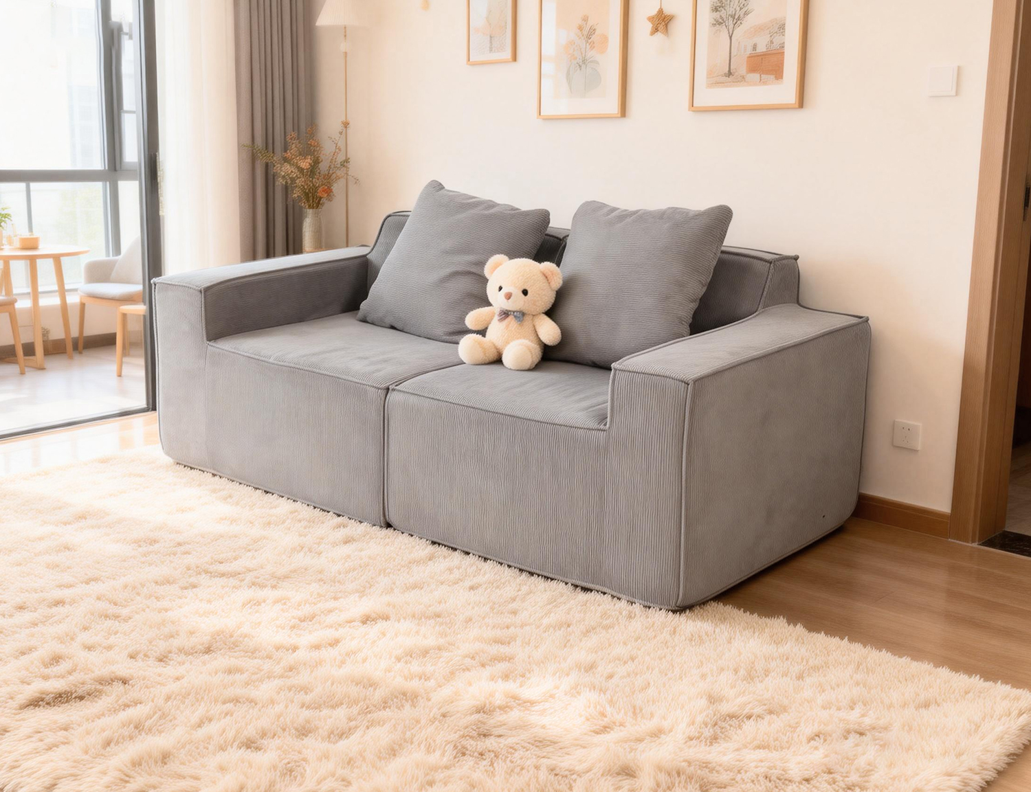 Cord-fabric compressible sofa product image