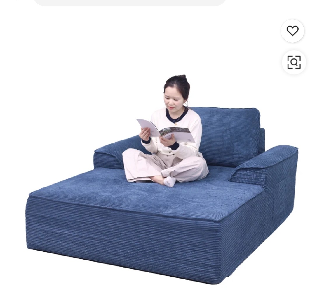 Big black faux-rabbit-fur compressible sofa product image