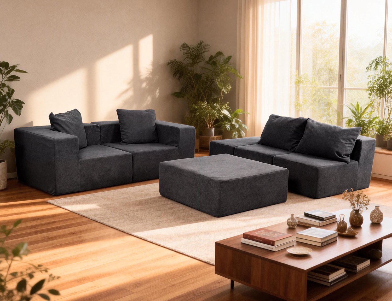 Large breathable-plush compressible sofa product image