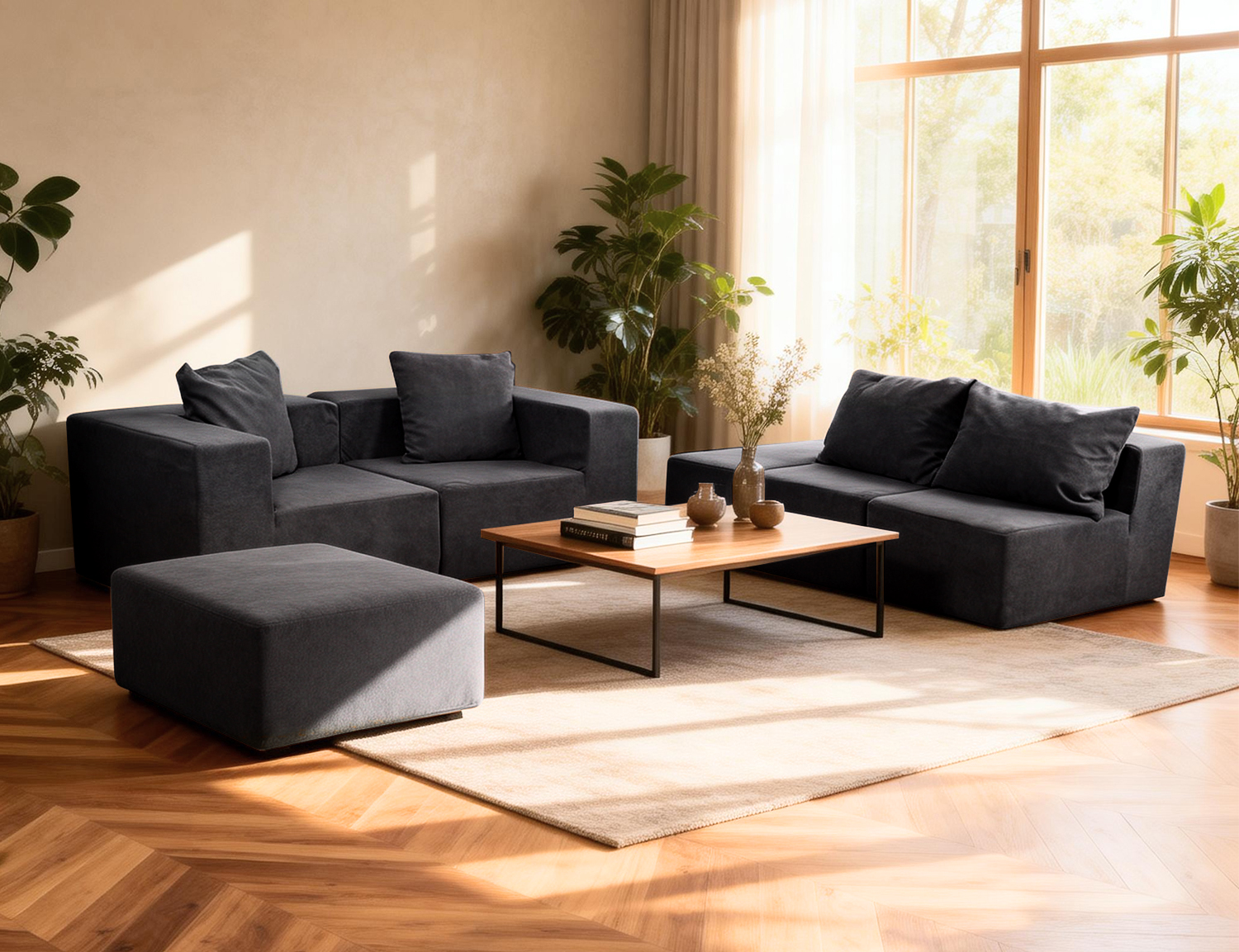 Large breathable-plush compressible sofa product image