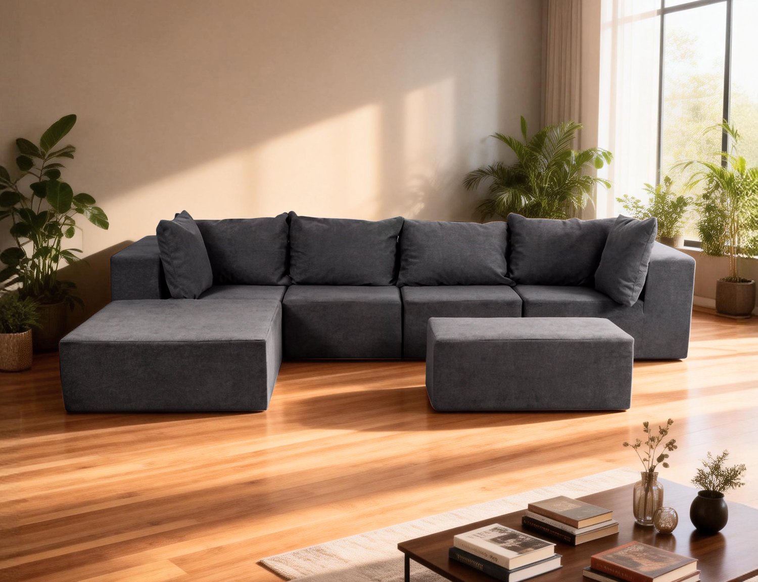 Large breathable-plush compressible sofa product image