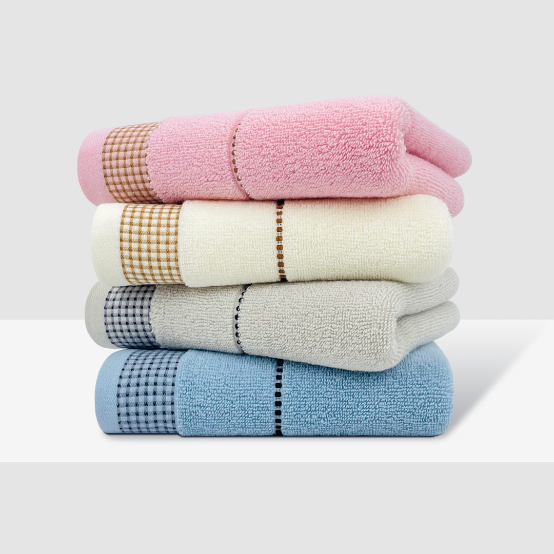 Checked-Border Hand Towel - 34 x 74 cm, 95 g