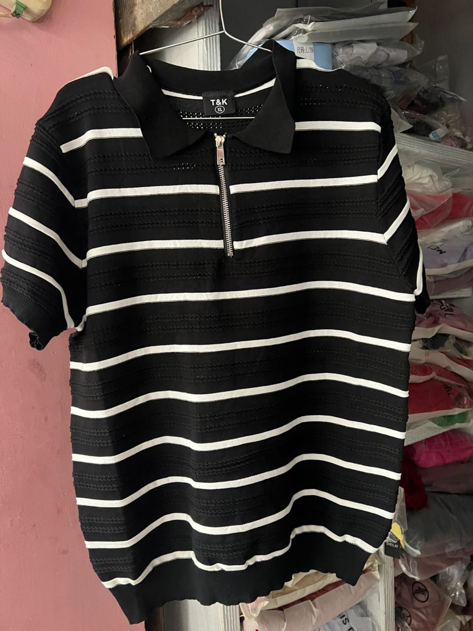 Men's Textured Zip-Neck Knit Polo Shirt view 2