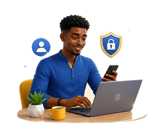 JSK customer securely accessing an account on phone and laptop