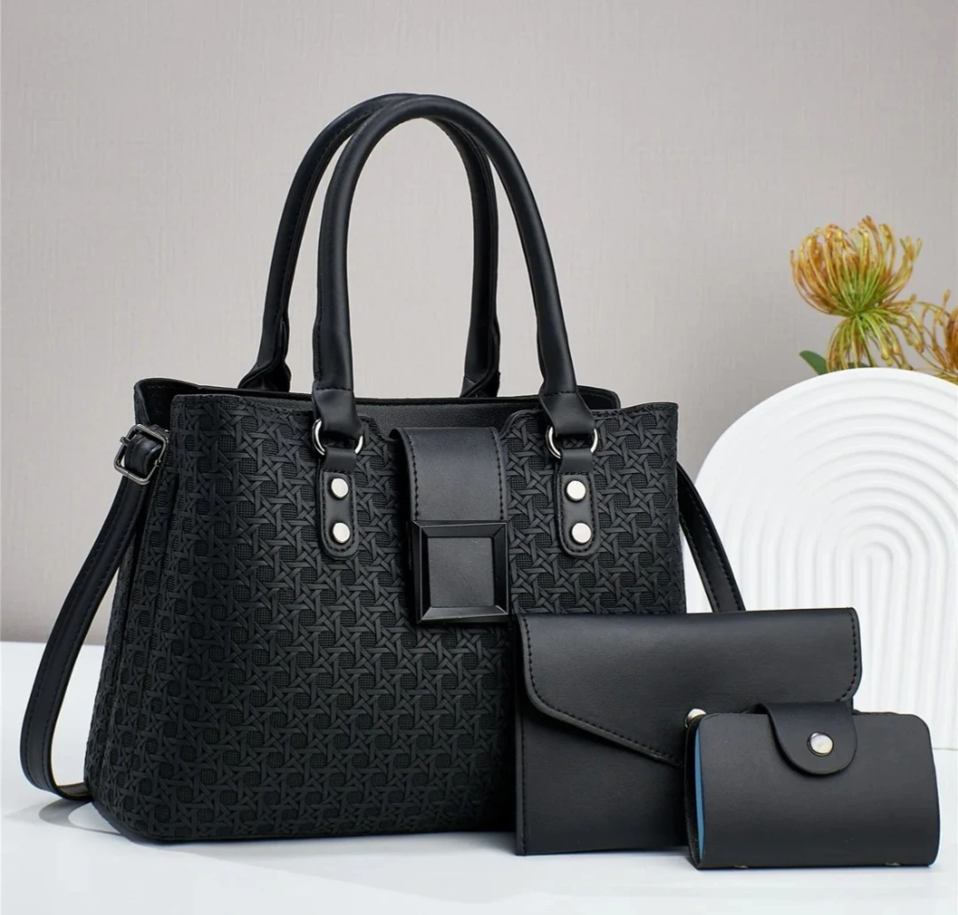 Black Tote Bag and Purse Set